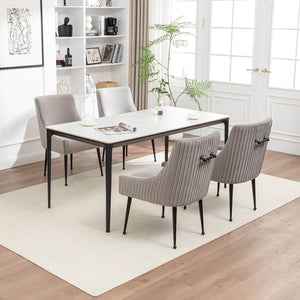 SEYNAR Modern Glam Velvet Black Metal Legs Dining Chair or Vanity Chair Set of 2/4/6 with Rear Handle