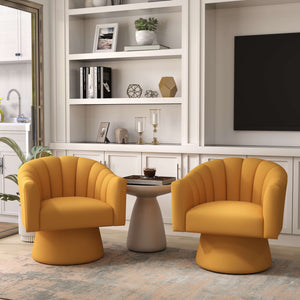 SEYNAR Modern Glam Velvet Upholstered Round Swivel Accent Arm Barrel Chair for Living Room(Single/Set of 2)