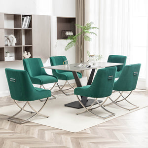 SEYNAR Contempoary Velvet Dining Chair Set of 2/4/6 with Metal Frame Legs and Back Pull