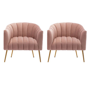 SEYNAR Modern Velvet Accent Chair,Round Upholstered Barrel Chair for Living Room