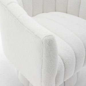 SEYNAR Modern Glam Teddy Fabric Upholstered Round Swivel Accent Barrel Chair(Single/Set of 2)