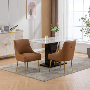 SEYNAR Modern Glam PU Leather Dining Chair or Vanity Chair Set of 2/4/6 with Rear Handle