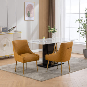 SEYNAR Modern Glam PU Leather Dining Chair or Vanity Chair Set of 2/4/6 with Rear Handle