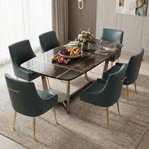SEYNAR Modern Glam PU Leather Dining Chair or Vanity Chair Set of 2/4/6 with Rear Handle