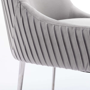 SEYNAR Modern Velvet Pleated Finish Back Dining Chair Set of 2/4/6 with Rear Handle