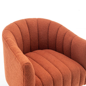 SEYNAR Modern Glam Teddy Fabric Upholstered Round Swivel Accent Barrel Chair(Single/Set of 2)