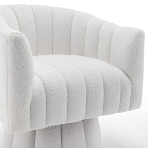 SEYNAR Modern Glam Teddy Fabric Upholstered Round Swivel Accent Barrel Chair(Single/Set of 2)
