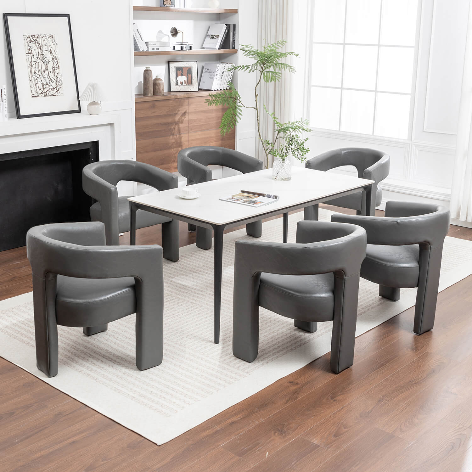 SEYNAR Modern Glam PU Leather Upholstered Dining Chair