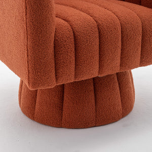 SEYNAR Modern Glam Teddy Fabric Upholstered Round Swivel Accent Barrel Chair(Single/Set of 2)