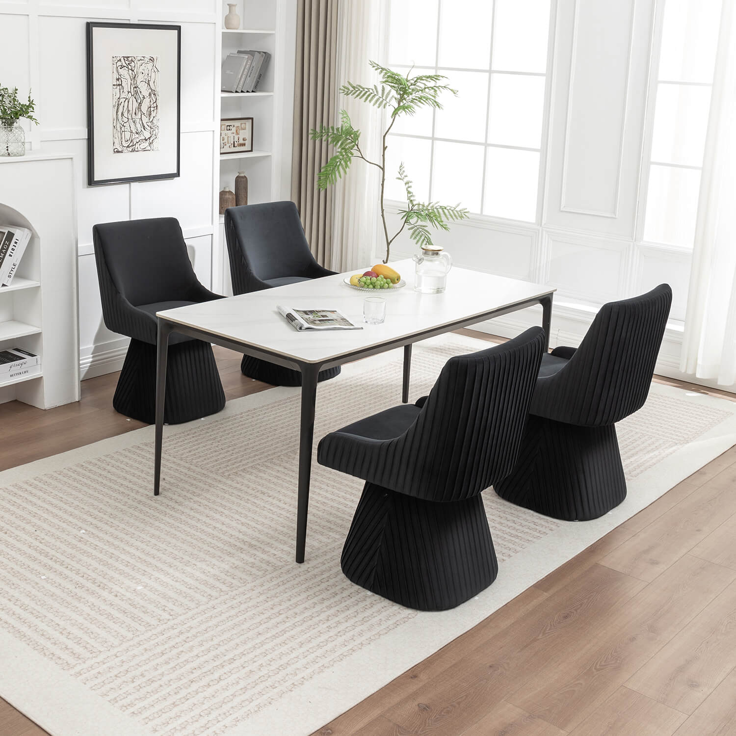 SEYNAR Modern Velvet 360 Degree Swivel Armless Dining chair(Single/Set of 2/4/6)