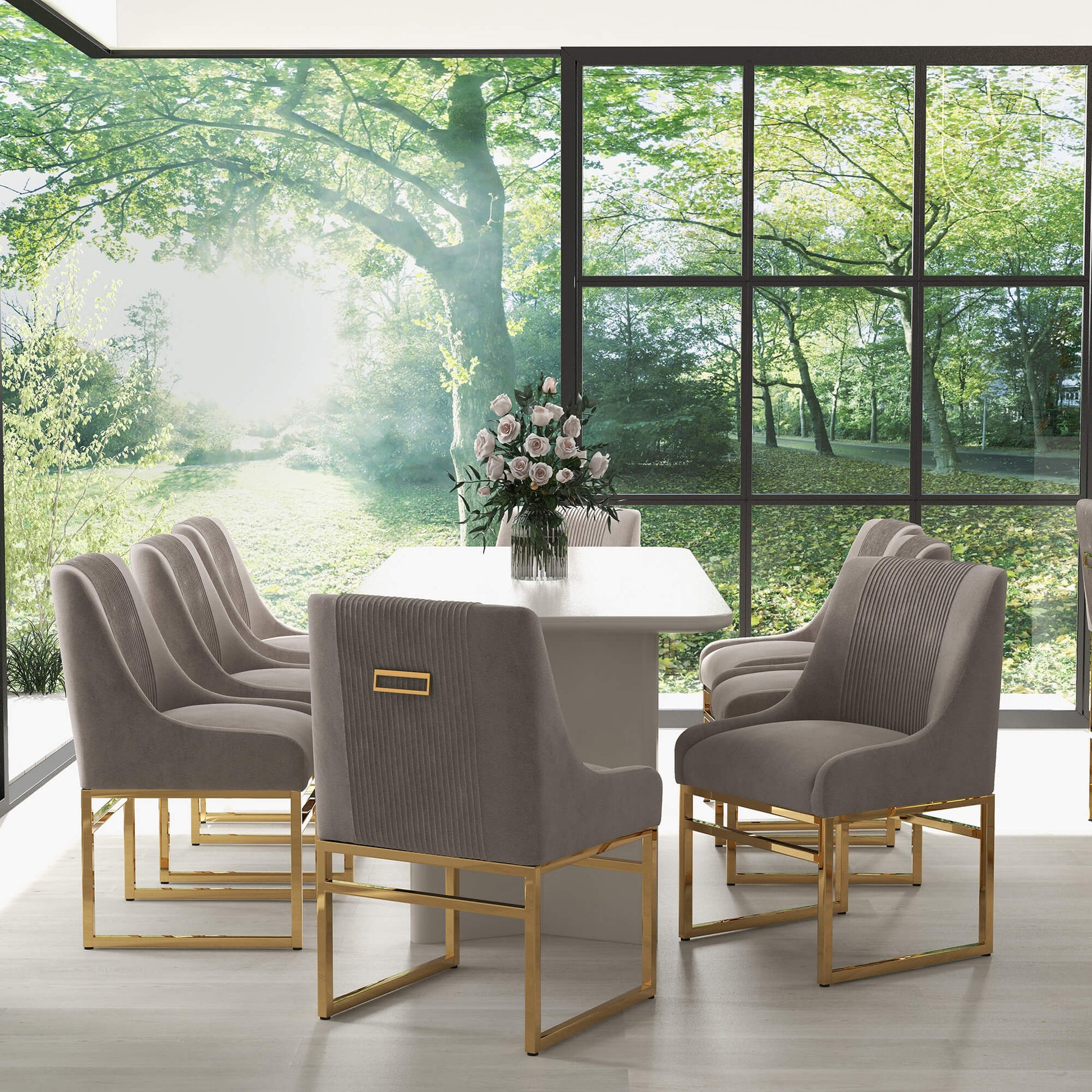 SEYNAR Contempoary Velvet Dining Chair with Metal Frame Legs, set of 2/4/6/8