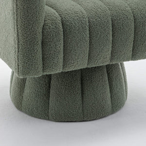 SEYNAR Modern Glam Teddy Fabric Upholstered Round Swivel Accent Barrel Chair(Single/Set of 2)