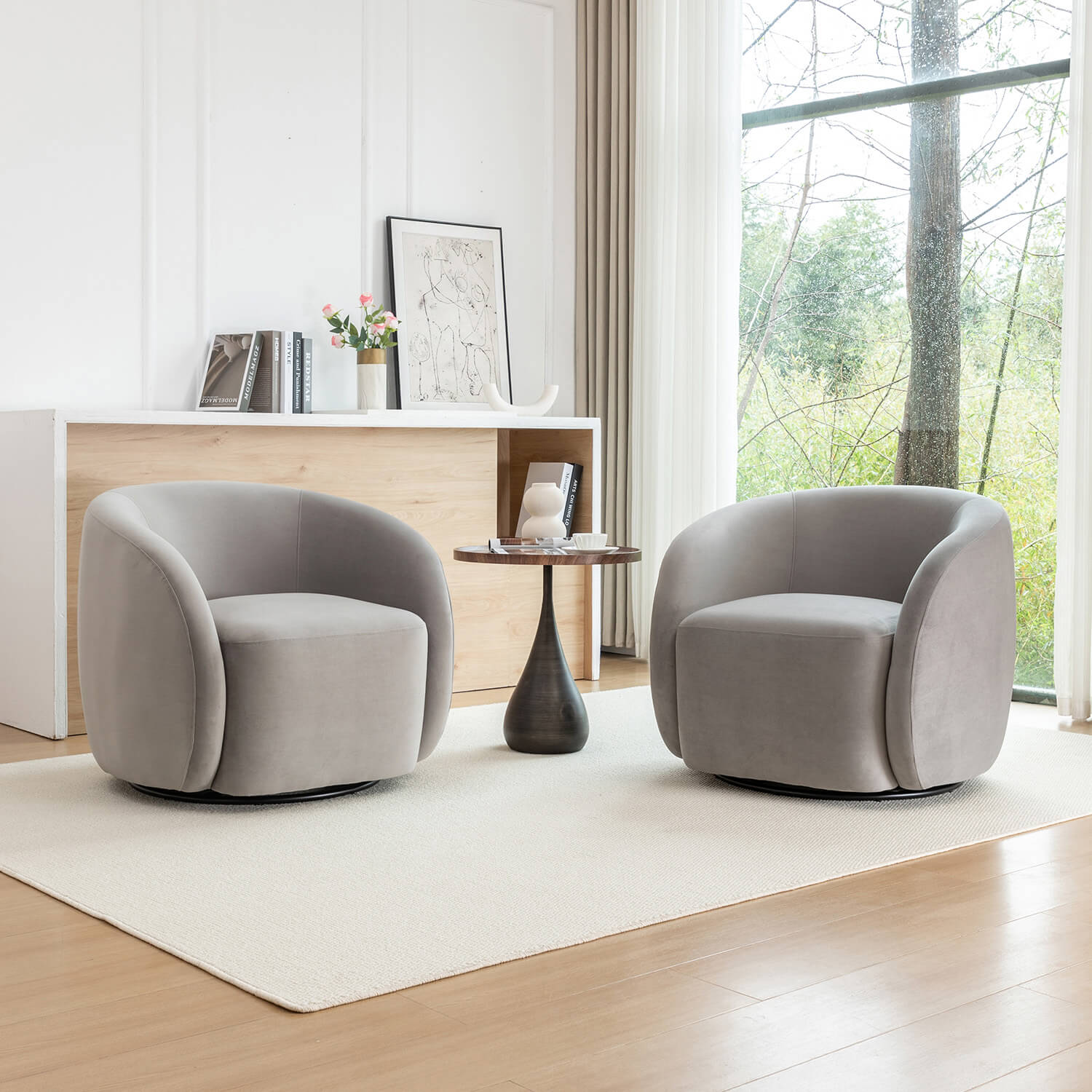 SEYNAR Modern Glam Velvet Upholstered 360 Degree Swivel Accent Armchair(Single/Set of 2)