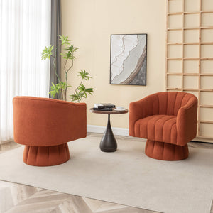 SEYNAR Modern Glam Teddy Fabric Upholstered Round Swivel Accent Barrel Chair(Single/Set of 2)