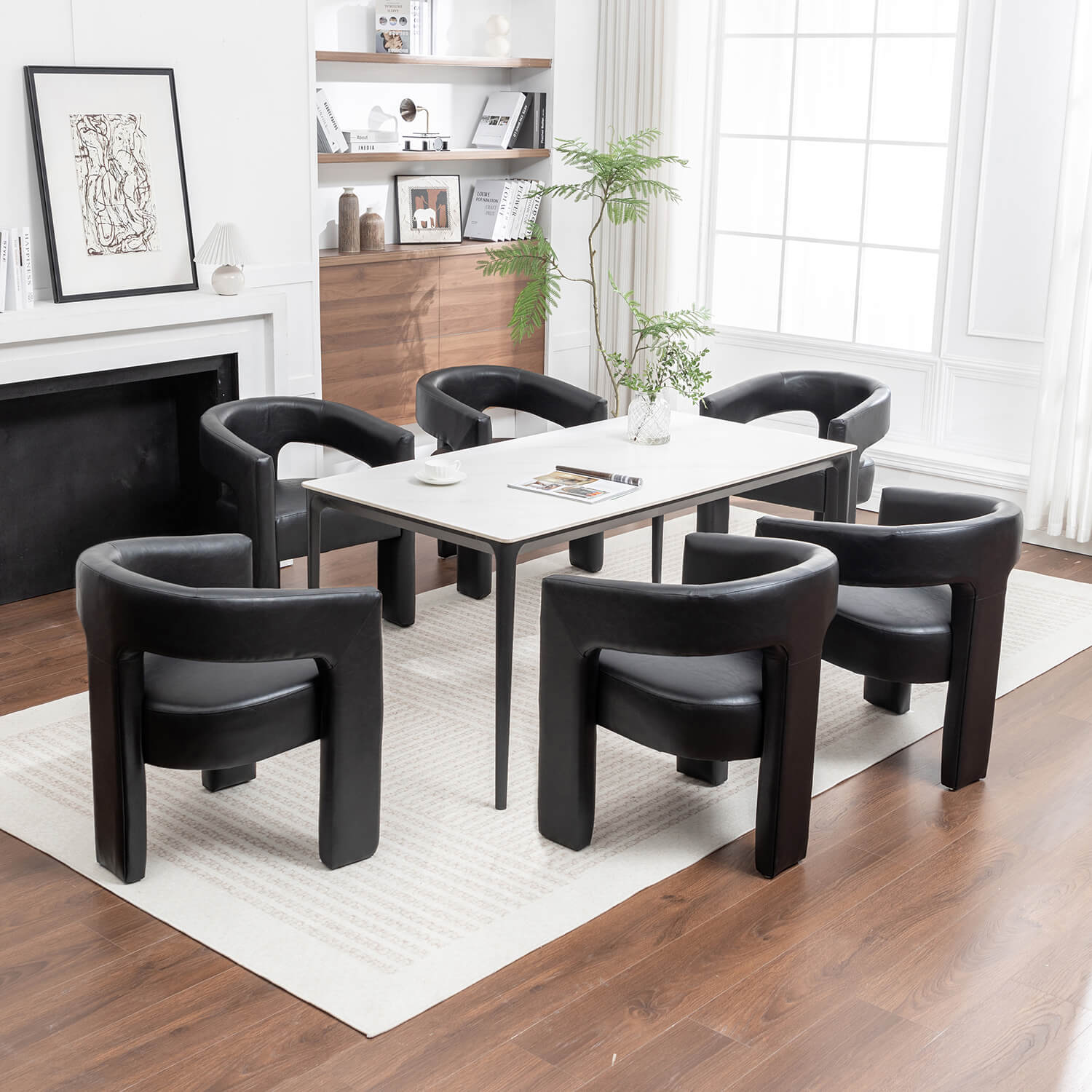 SEYNAR Modern Glam PU Leather Upholstered Dining Chair