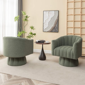 SEYNAR Modern Glam Teddy Fabric Upholstered Round Swivel Accent Barrel Chair(Single/Set of 2)