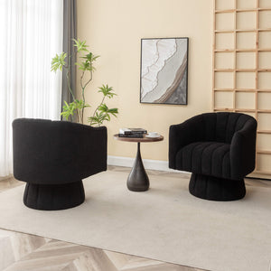 SEYNAR Modern Glam Teddy Fabric Upholstered Round Swivel Accent Barrel Chair(Single/Set of 2)