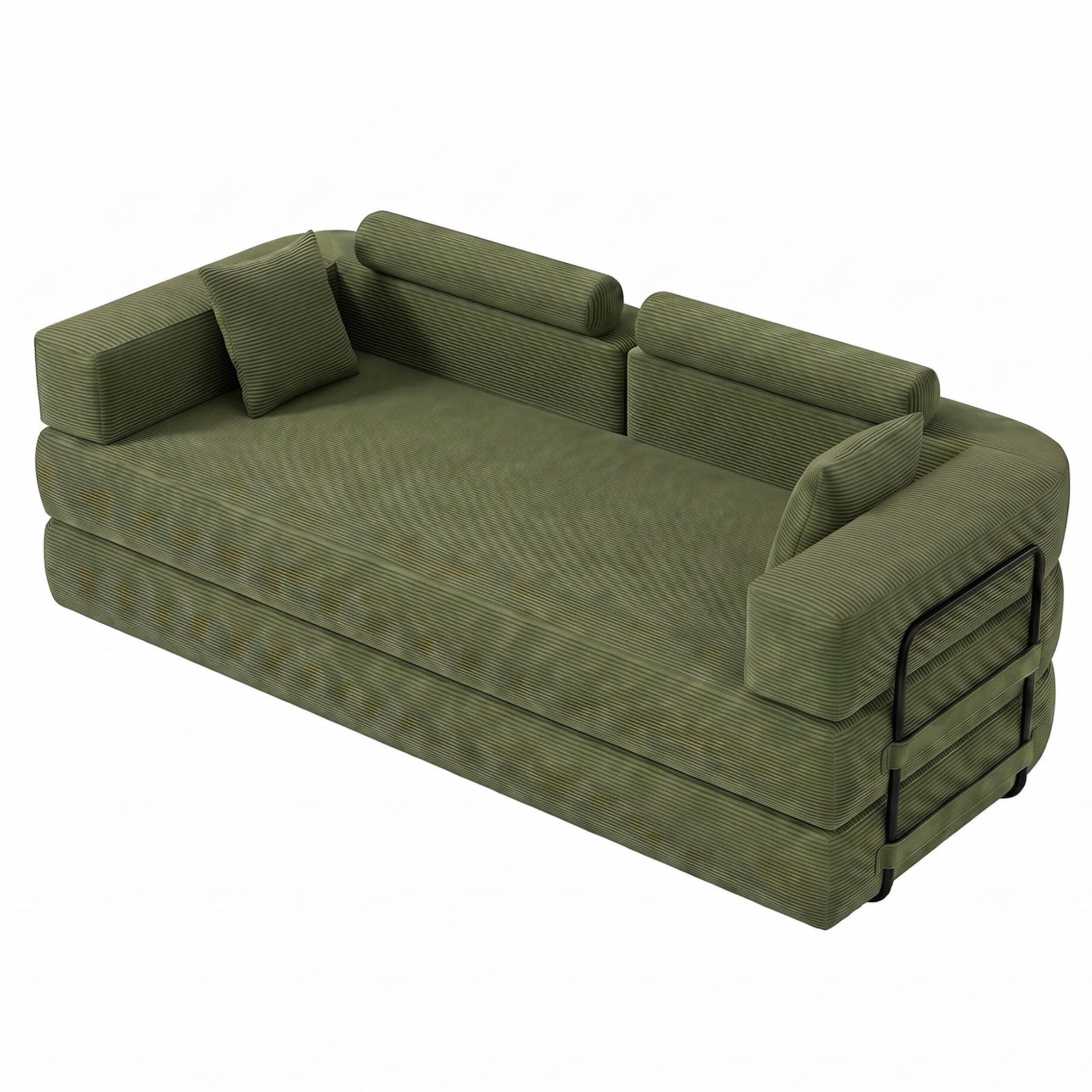 SEYNAR Corduroy Folding Sofa Bed, Memory Foam Compressed Sleeper Couch No Assembly
