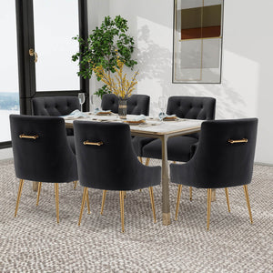 SEYNAR Modern Dining Chairs Set of 2/4/6, Upholstered Accent Chair Tufted Back Armless Chair with Back Pull