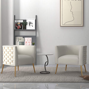 SEYNAR Mid-Century Modern Velvet Barrel Accent Chair, Round Upholstered Living Room Chair with Gold Finish Metal Base(Single/Set of 2)