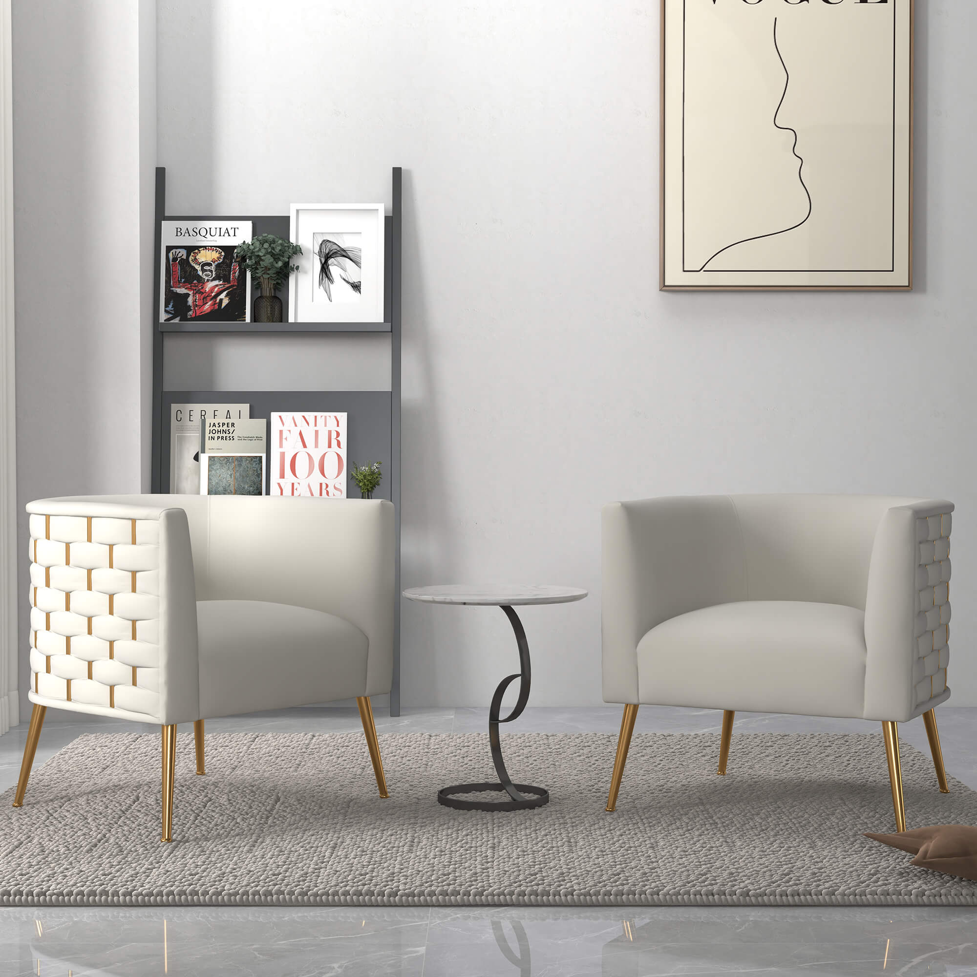 SEYNAR Mid-Century Modern Velvet Barrel Accent Chair, Round Upholstered Living Room Chair with Gold Finish Metal Base(Single/Set of 2)