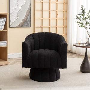 SEYNAR Modern Glam Teddy Fabric Upholstered Round Swivel Accent Barrel Chair(Single/Set of 2)