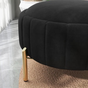 SEYNAR Modern Velvet Round Storage Ottoman with Gold Legs