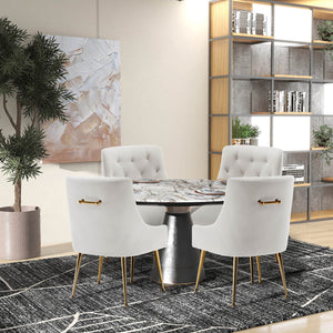 SEYNAR Modern Dining Chairs Set of 2/4/6, Upholstered Accent Chair Tufted Back Armless Chair with Back Pull