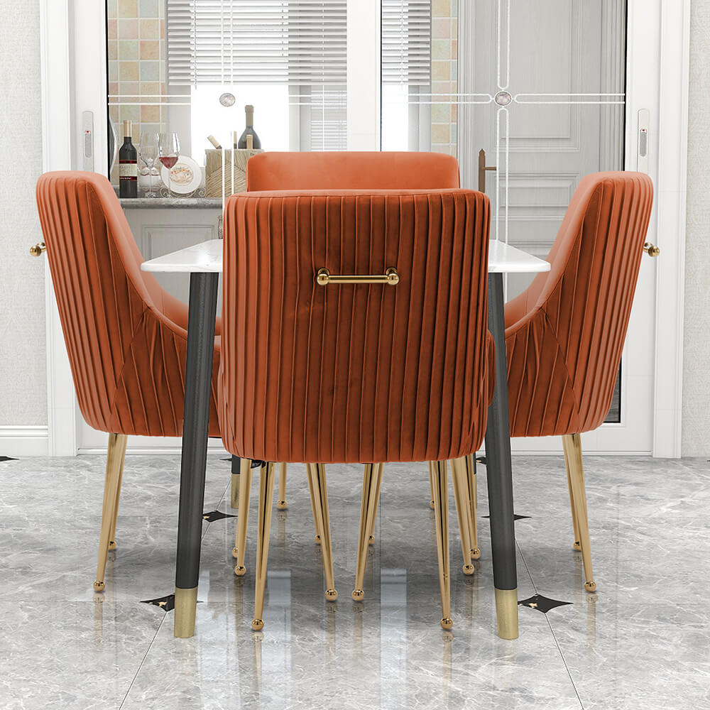 SEYNAR Modern Glam Boucle Pleated Velvet Dining Chair or Vanity Chair Set of 2/4/6