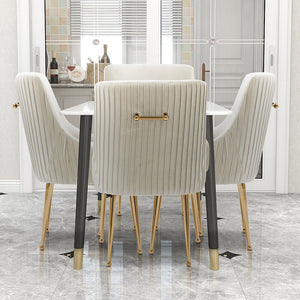 SEYNAR Modern Glam Boucle Pleated Velvet Dining Chair or Vanity Chair Set of 2/4/6