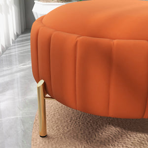 SEYNAR Modern Velvet Round Storage Ottoman with Gold Legs