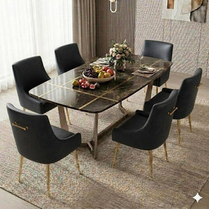 SEYNAR Modern Glam PU Leather Dining Chair or Vanity Chair Set of 2/4/6 with Rear Handle