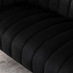SEYNAR Modern Glam Comfy 50" Metal Legs Curved Sofa 2 Seaters Loveseat with Tufted Back