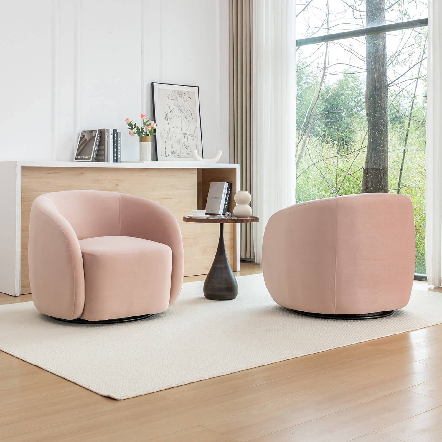 SEYNAR Modern Glam Velvet Upholstered 360 Degree Swivel Accent Armchair(Single/Set of 2)