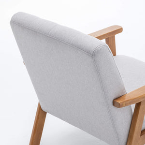 SEYNAR Mid-Century Linen Button-Tufted Accent Chair with Solid Wood Frame(Single/Set of 2)
