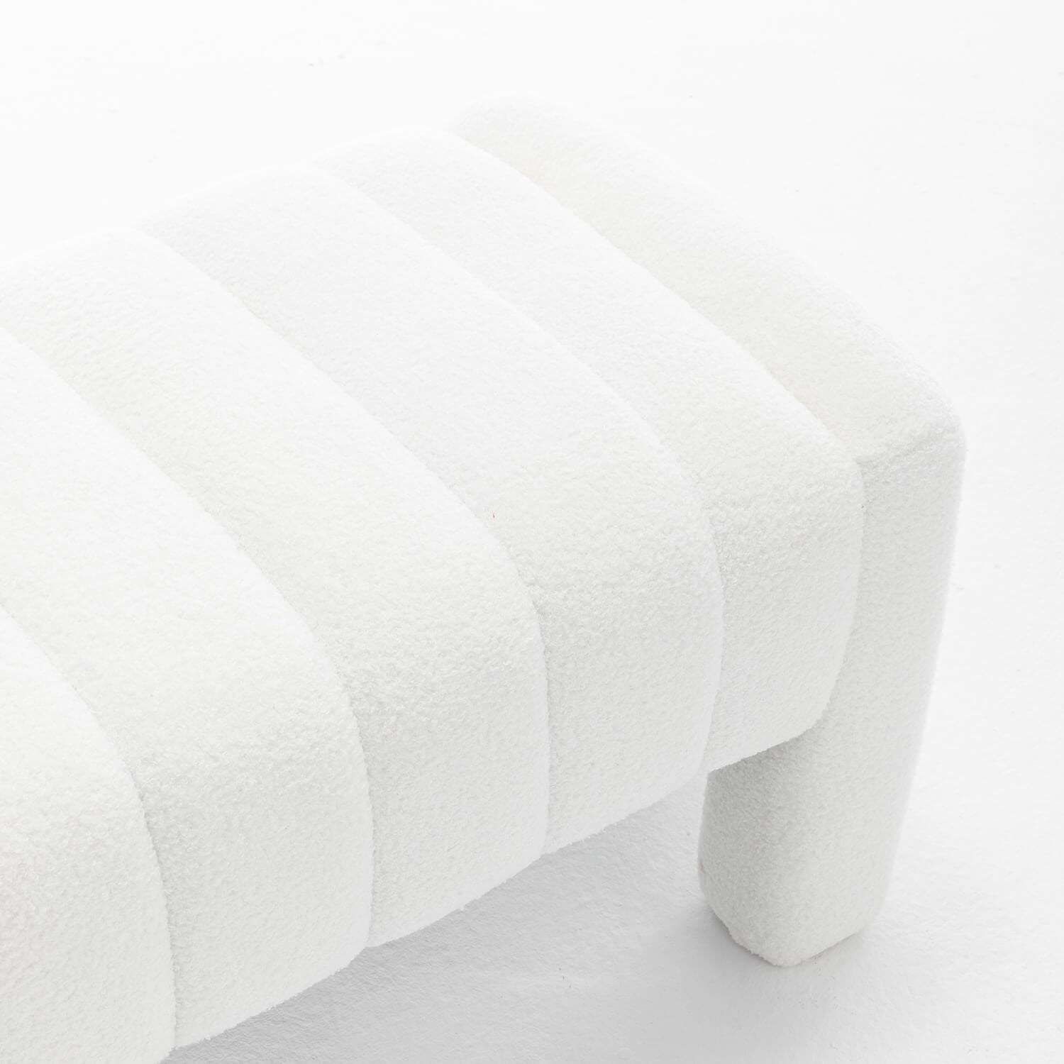 SEYNAR Modern Glam Teddy Velvet Fabric Rectangle Ottoman