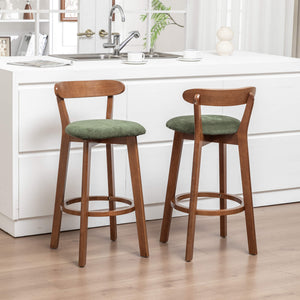 SEYNAR Modern 34.2" Bar Stools Set of 2/4, Solid Wood Barstools with Chenille Cushions & Round Footrest