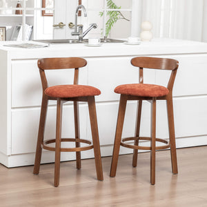 SEYNAR Modern 34.2" Bar Stools Set of 2/4, Solid Wood Barstools with Chenille Cushions & Round Footrest