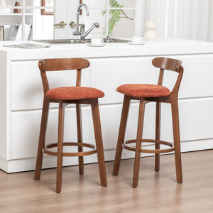 SEYNAR Modern 34.2" Bar Stools Set of 2/4, Solid Wood Barstools with Chenille Cushions & Round Footrest