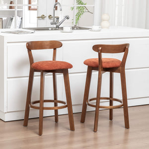 SEYNAR Modern 34.2" Bar Stools Set of 2/4, Solid Wood Barstools with Chenille Cushions & Round Footrest