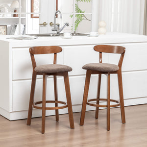 SEYNAR Modern 34.2" Bar Stools Set of 2/4, Solid Wood Barstools with Chenille Cushions & Round Footrest
