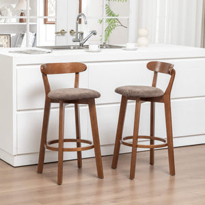 SEYNAR Modern 34.2" Bar Stools Set of 2/4, Solid Wood Barstools with Chenille Cushions & Round Footrest