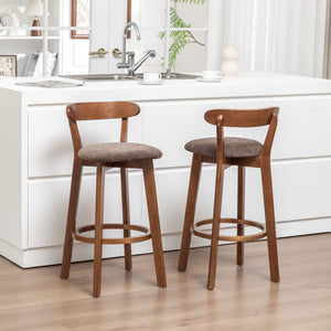 SEYNAR Modern 34.2" Bar Stools Set of 2/4, Solid Wood Barstools with Chenille Cushions & Round Footrest