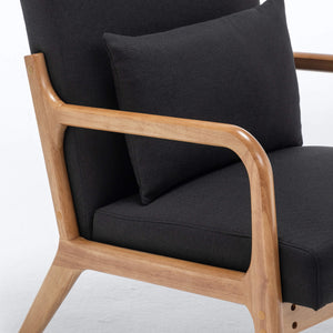 SEYNAR Mid-Century Modern Linen Accent Chair with Solid Wood Frame(Single/Set of 2)