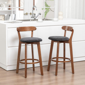 SEYNAR Modern 34.2" Bar Stools Set of 2/4, Solid Wood Barstools with Chenille Cushions & Round Footrest