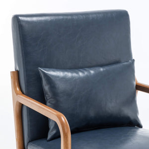 SEYNAR Mid-Century PU Leather Accent Chair with Lumbar Pillow(Single/Set of 2)
