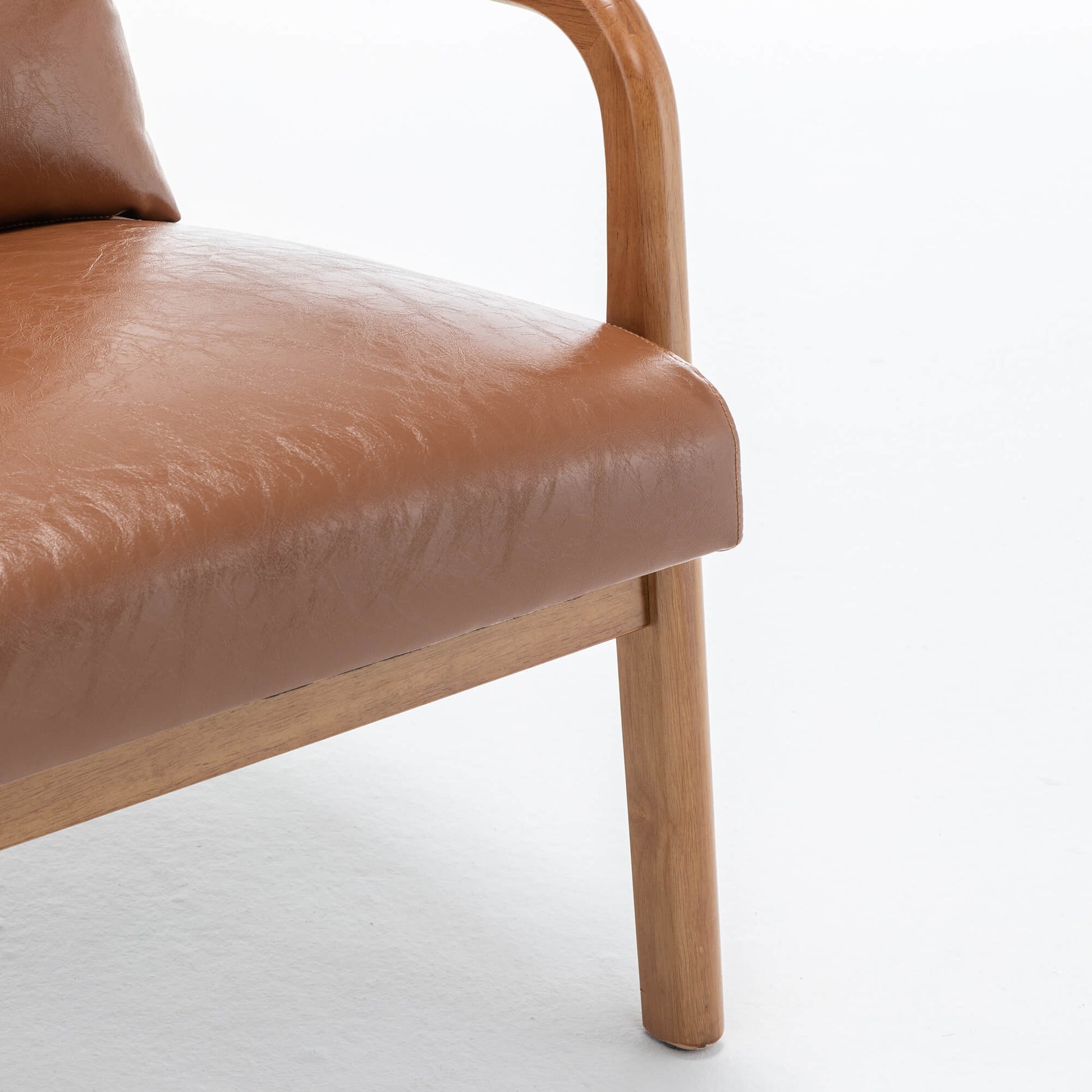 SEYNAR Mid-Century PU Leather Accent Chair with Lumbar Pillow(Single/Set of 2)