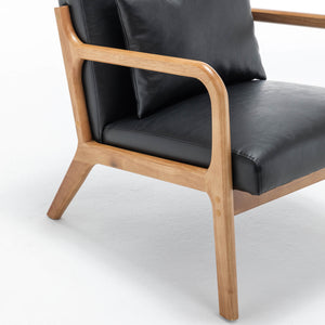 SEYNAR Mid-Century PU Leather Accent Chair with Lumbar Pillow(Single/Set of 2)