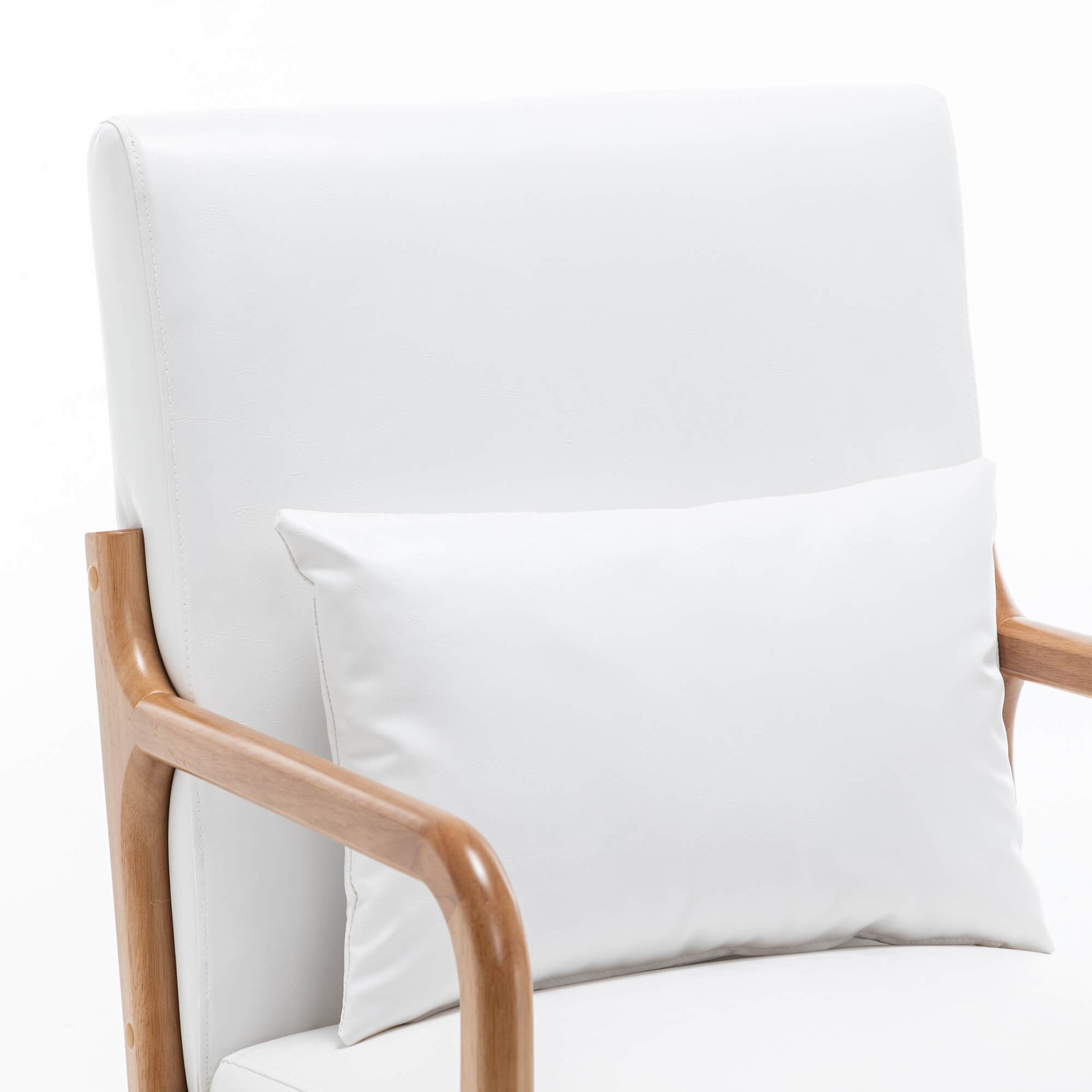 SEYNAR Mid-Century PU Leather Accent Chair with Lumbar Pillow(Single/Set of 2)