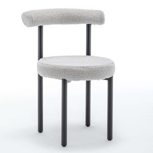 SEYNAR Modern Teddy Fabric Dining Chairs Set of 2/4/6, Minimalist Boucle Chairs